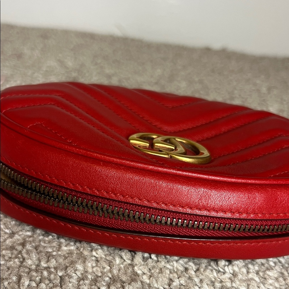 Gucci Red Mini Belt Bag with Gold Logo - Picture 9 of 14